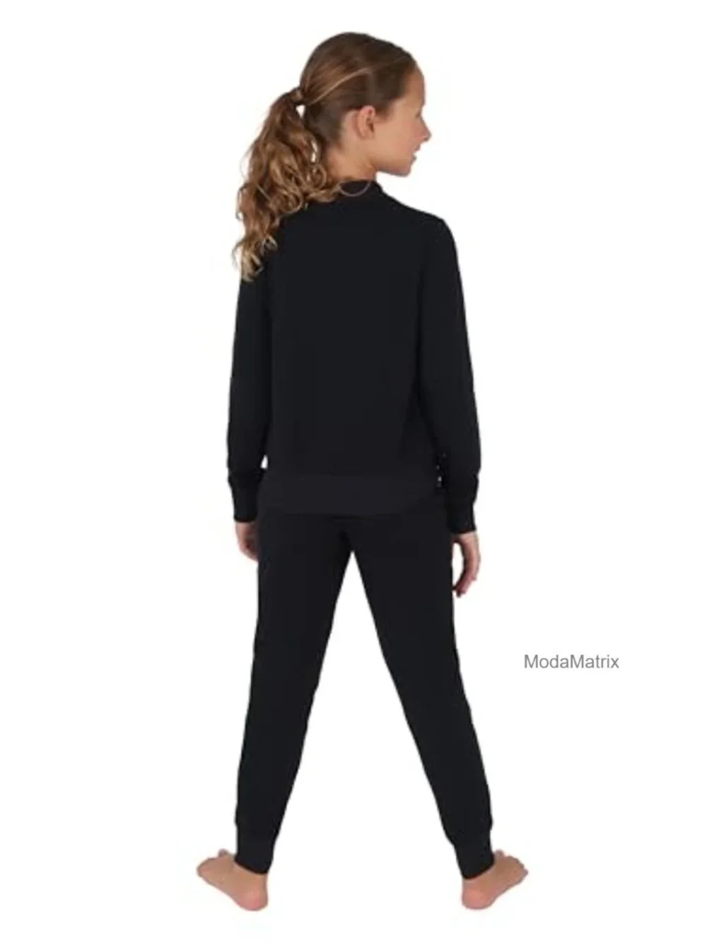 Girls 2 Piece Set Brushed Crossover Long Sleeve Top & Jogger Workout Outfit